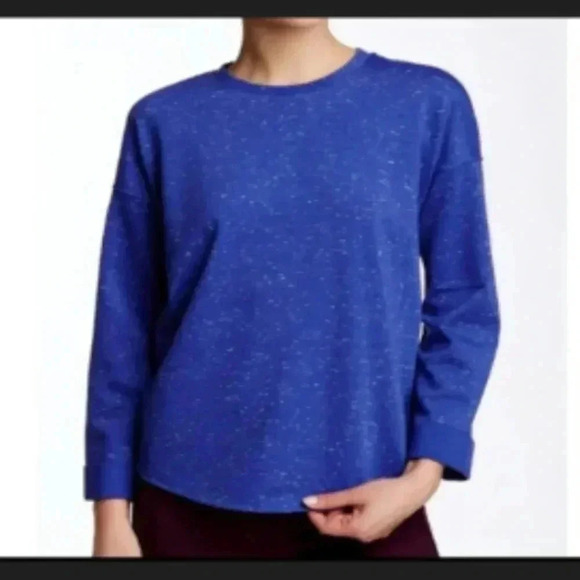 Vince Speckled Zip Back Blue Pullover Sweatshirt Silk Blend - Picture 1 of 9